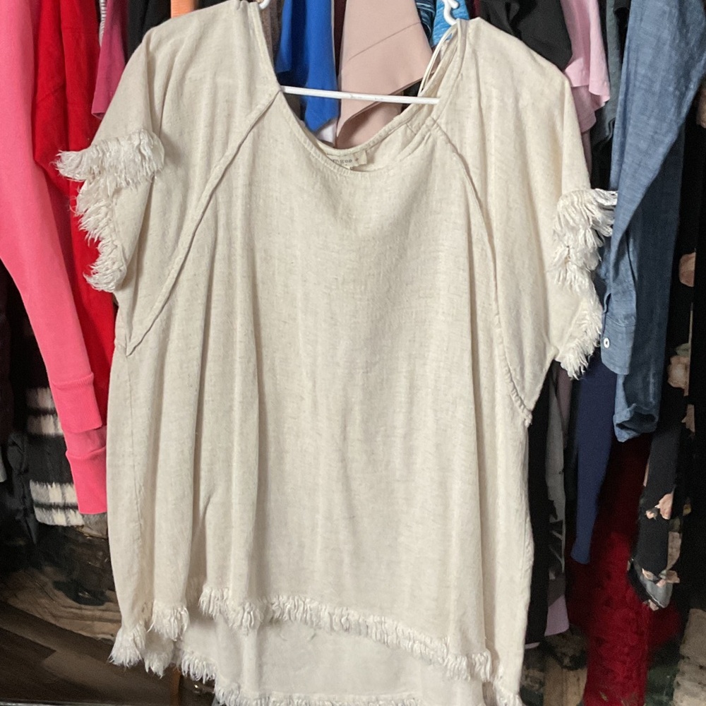 Fringed Cream Women's Top